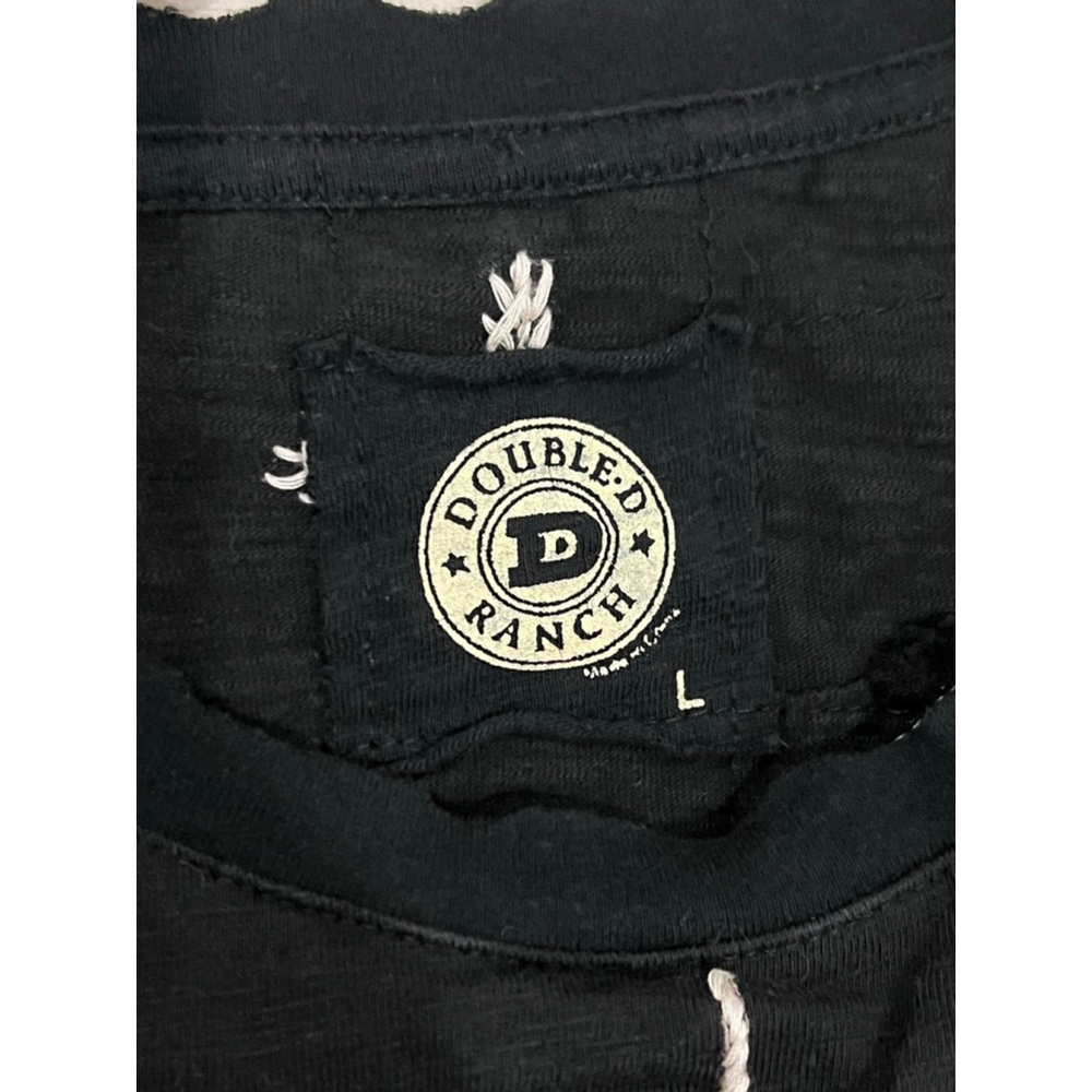 Women's Double D Ranch Black Long Sleeve Tee L with White Embroidery - Picture 3 of 8